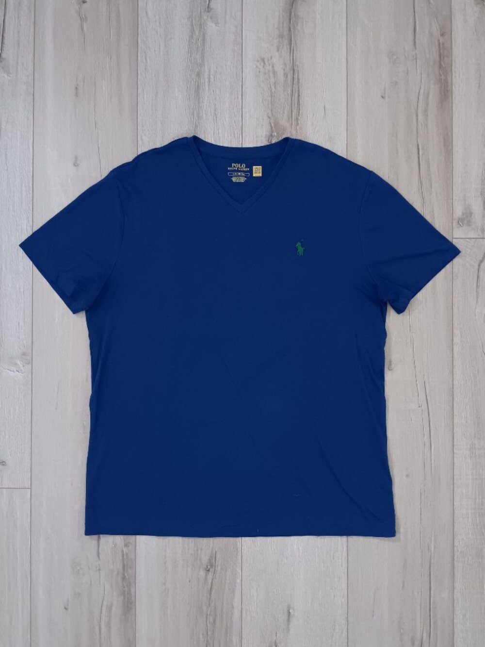 Polo Ralph Lauren Men's Navy V-Neck T-Shirt 100% Cotton Size L Embroidered Logo